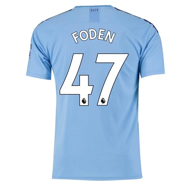 Camiseta Manchester City NO.47 Foden Replica Primera Ropa 2019/20 Azul